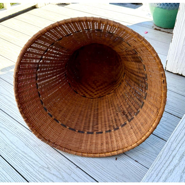 Asian Hand Woven Bamboo, Wicker Decorative Basket For Sale - Image 12 of 12