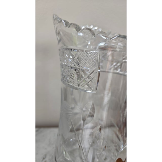American Vintage American Brilliant–Style Cut Lead Crystal Water Pitcher For Sale - Image 3 of 18
