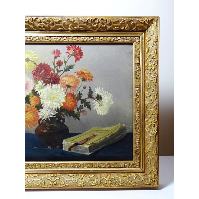 Late 19th Century L. Porte, Still Life with Chrysanthemums, 1888, Oil on Canvas, Framed For Sale - Image 5 of 15