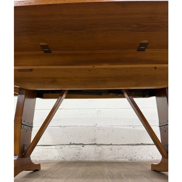 Vintage Mid Century Modern Walnut Convertible Dining and Coffee Trestle Table For Sale In Kansas City - Image 6 of 18