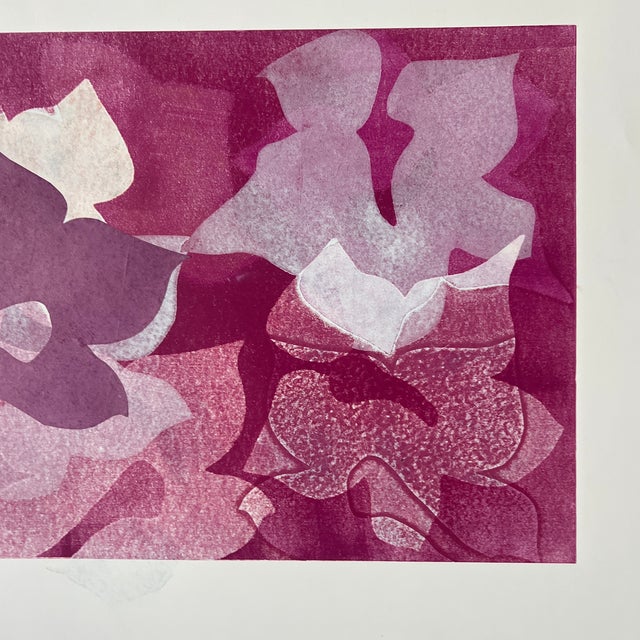 Original Botanical Monotype and Collage Mixed Media Artwork “Orchide” 16 X 22, Unframed For Sale - Image 4 of 5