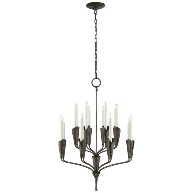 Chapman & Myers for Visual Comfort Signature Aiden Small Chandelier in Aged Iron For Sale