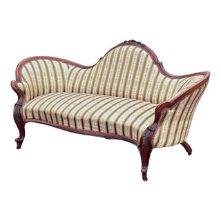 Victorian Walnut Framed Sofa with Cabriole Legs For Sale