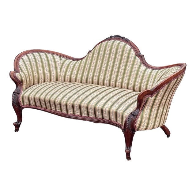 Victorian Walnut Framed Sofa with Cabriole Legs For Sale