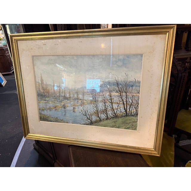 F Cavel, Marsh Landscape, Lithograph, Framed For Sale - Image 8 of 10