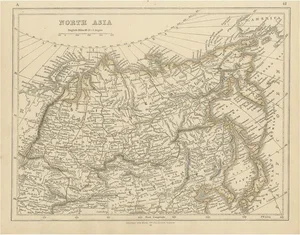 Antique Map of Northern Asia by Lowry, 1852