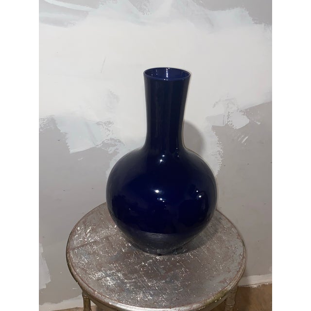 Blue ChineseVASE . Chinese Porcelain. Cobalt Blue Monochrome Porcelain Vase. For Sale - Image 8 of 12