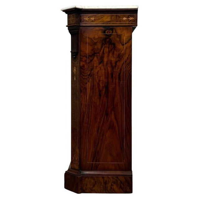 Antique Pier Cabinet in Walnut with Marble Top, 1800s For Sale - Image 10 of 11