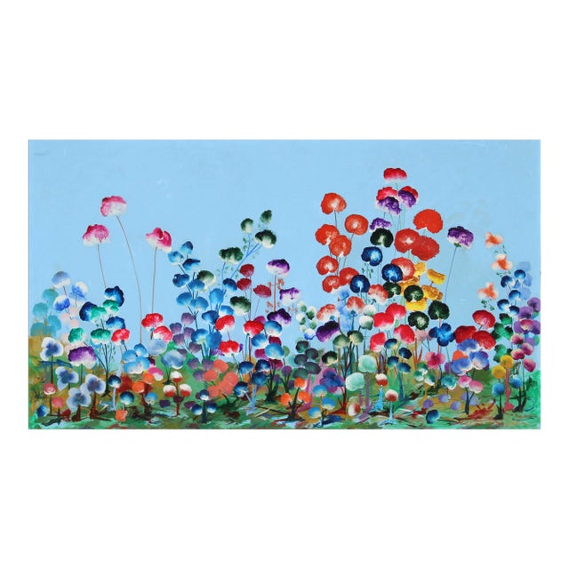 Field of Pansies, Large Painting by Beekman For Sale