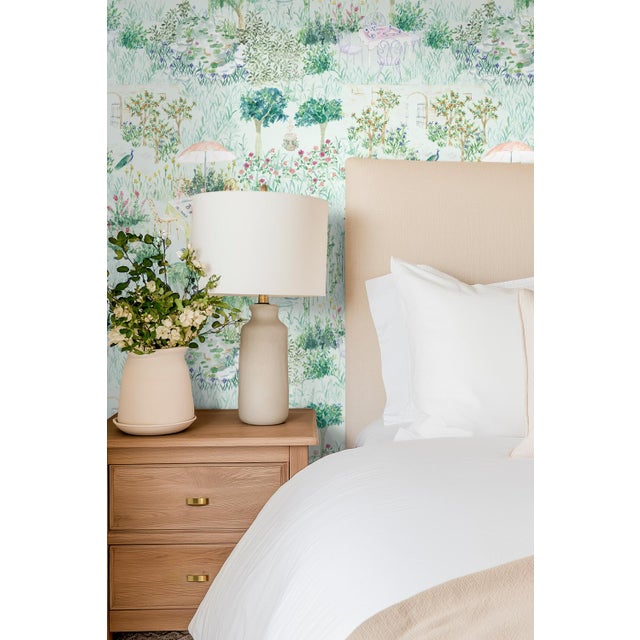 Green Mahjong Garden Party Toile Grasscloth Wallpaper by House Party | 8 Yards For Sale - Image 8 of 9