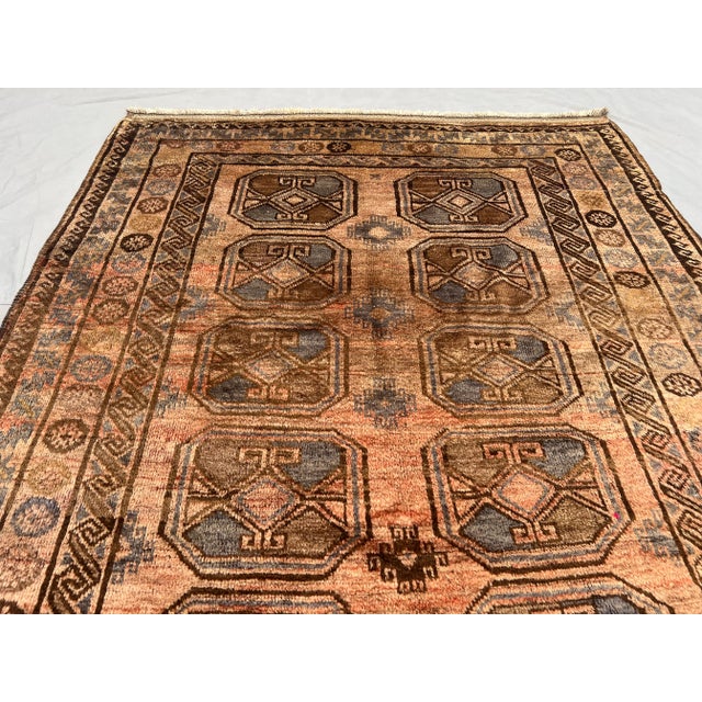Vintage Afghan Hand-Knotted Tribal Rug | 4'6" X 7'10" Ft | Bohemian Geometric Rug For Sale - Image 6 of 13