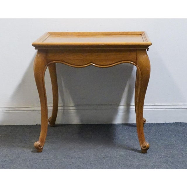 Brown High End Bookmatched Oak Country French Provincial 26" Square Accent End Table 2618-93 For Sale - Image 8 of 11