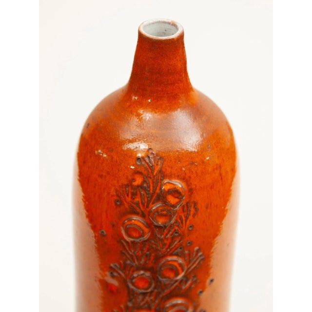 Ceramic Selenium Orange Vase by Elisabeth Vandeweghe for Perignem, 1964 For Sale - Image 7 of 11