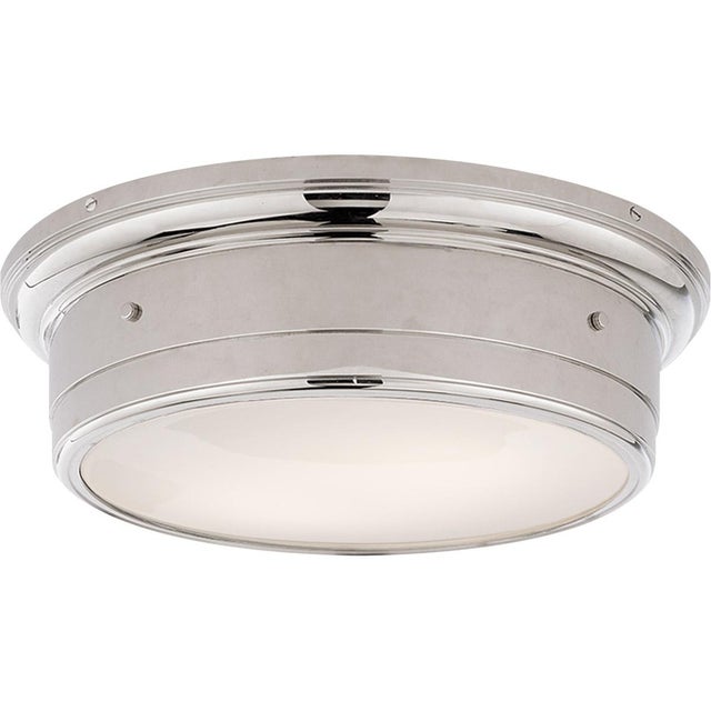 Traditional Visual Comfort Signature Siena Large Flush Mount in Chrome with White Glass For Sale - Image 3 of 4