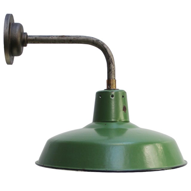 French Cast Iron and Green Enamel Wall Light For Sale - Image 5 of 5