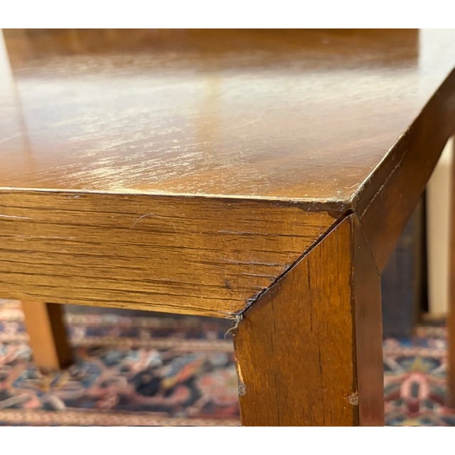 Mid Century Lane Furniture Book Matched Veneer Walnut Parson Style End Table or Coffee Table For Sale In New York - Image 6 of 7