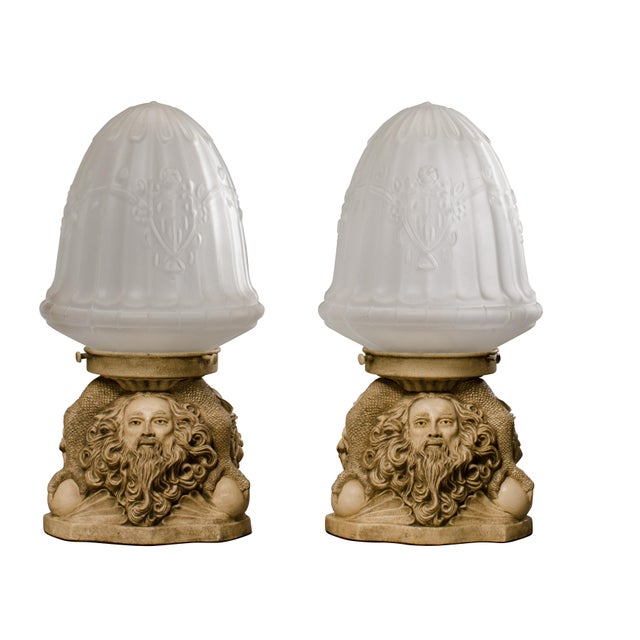 Glass Bearded Old Man Accent Lamps - A Pair For Sale - Image 7 of 7