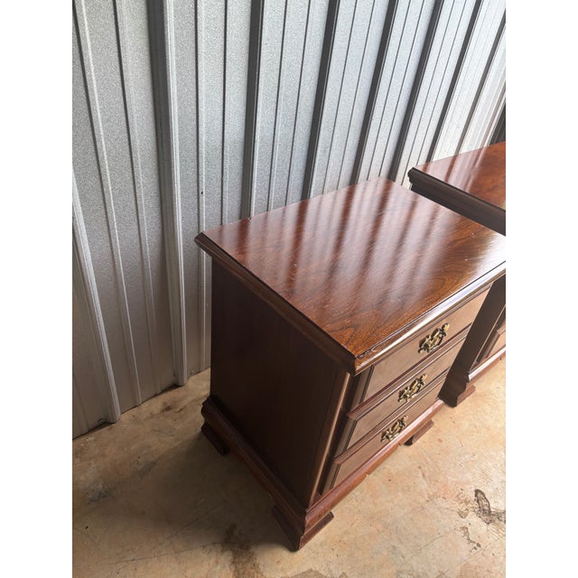 Lexington Furniture 1970s Pair of Lexington 3-Drawer Cherrywood Oversized Nightstands For Sale - Image 4 of 9