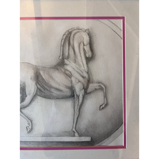 1960s Framed Vintage Hand Drawing of Sforza Horse After a Leonardo Da Vinci's Sketch For Sale - Image 5 of 12