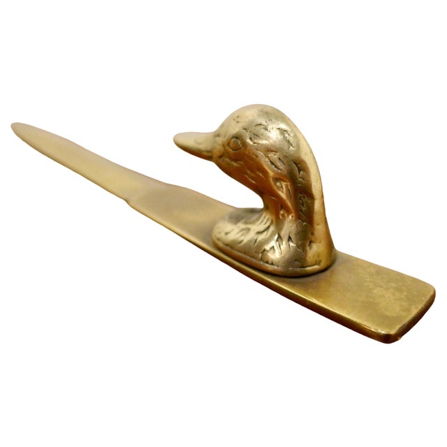 French Brass Ducks Head Letter Opener, 1960s For Sale