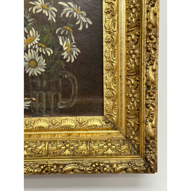 Late 20th Century Original Antique Oil Painting, Moody Florals, Framed For Sale - Image 10 of 12