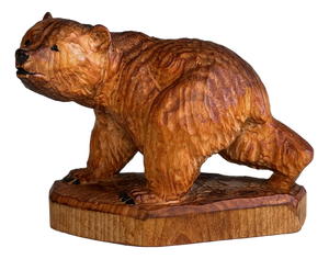 Vintage Rustic Artisan Wooden Hand-Carved Brown Bear Figurine by Henning Engelsen, Norway, 1950s