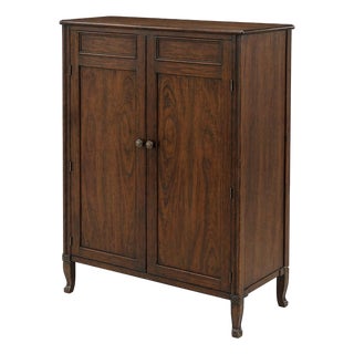 Vintage Gentleman’s Dressing Cabinet in Old Chapel Satin Walnut™ — Refinished Bar Conversion, Bookmatched Walnut Doors For Sale