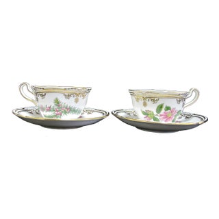 Spode Stafford Flowers Thumberia Camellia Oxalis Cup & Saucer Set of 2 For Sale