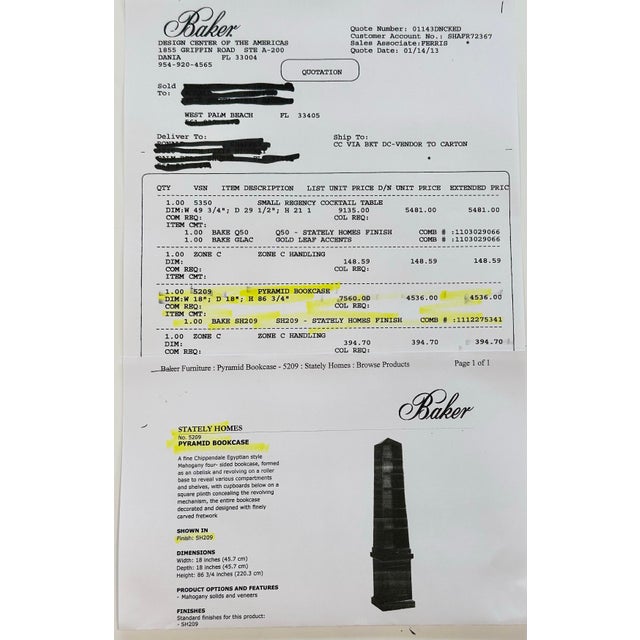 Baker Stately Homes Ebonized Obelisk Bookcase / Display Cabinet For Sale - Image 12 of 12