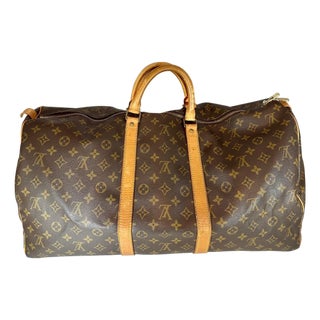 LOUIS VUITTON Brown Monogram Canvas Keepall Luggage Bag 55 For Sale