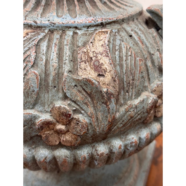 Blue Neoclassical Style Decorative Faux Urns, Pair For Sale - Image 8 of 12