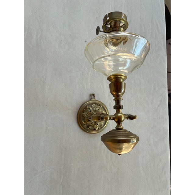 Early 20th Century Brass Wall Hung Oil Lamp For Sale - Image 4 of 8
