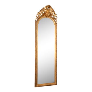 Tall Narrow Gold Gilt Mirror, Sweden Circa 1870-90 For Sale