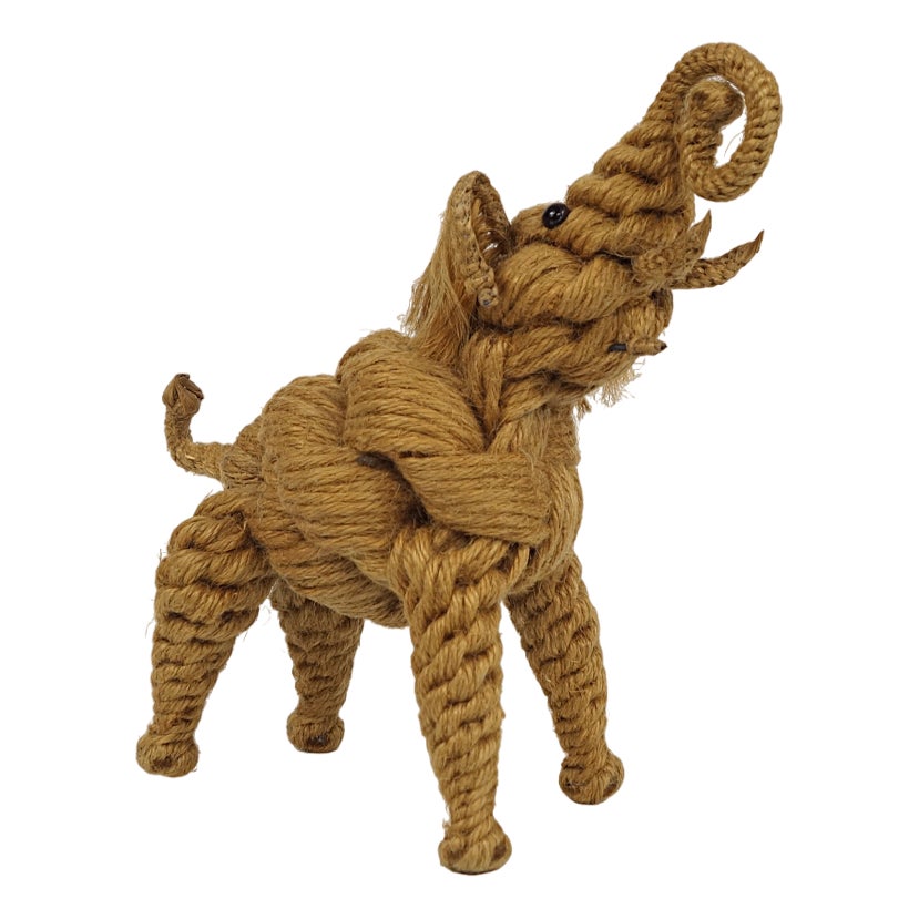 Mid-Century Modern Movable Elephant in Rope and Iron Wire by Jørgen ...