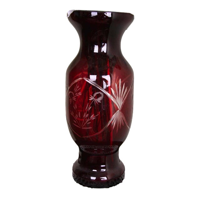 Vintage Cut Crystal Vase For Sale