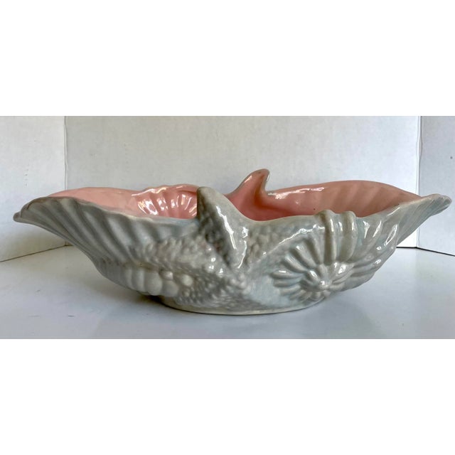 Mid 20th Century Gonder Pottery 500 Gray and Pink Sealife Shell Bowl For Sale - Image 10 of 10