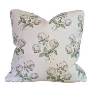 Colefax & Fowler Bowood Pillow in White & Leaf - 22" Single For Sale