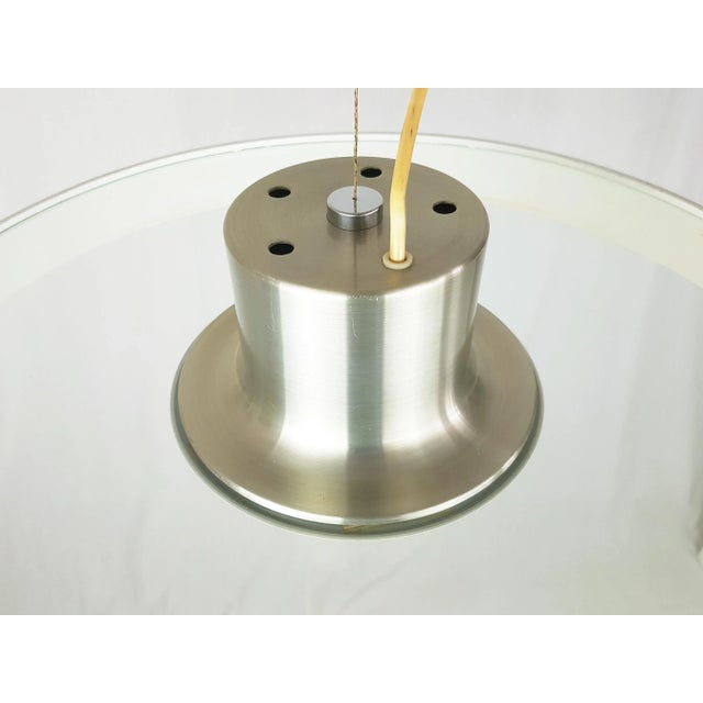 Metal Italian Painted Metal and Glass Pendant Lamp, 1970s For Sale - Image 7 of 10