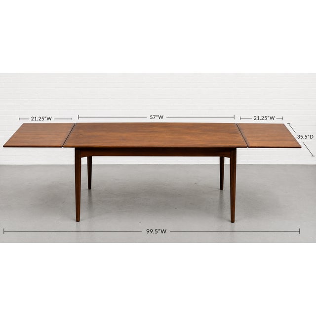 Wood Danish Mid Century Modern Teak Dining Table, Hidden Leaves, C. 1960’s For Sale - Image 7 of 13