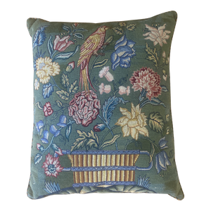 20th Century English Floral Cachepot Needlepoint Pillow