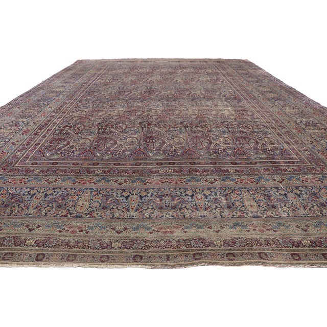 Rustic Late 19th Century Persian Lavar Kerman Rug, 14'00 X 20'02 For Sale - Image 3 of 9