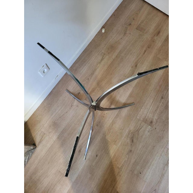 Table with Chrome Metal Feet and Smoked Glass Top attributed to Boris Tabacoff for Christofle, 1970s For Sale - Image 6 of 10