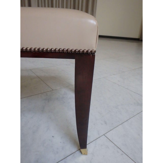 Metal Beige Leather Side Chairs with Brass from the Hotel Baur Au Lac Zurich, 1980, Set of 2 For Sale - Image 7 of 18