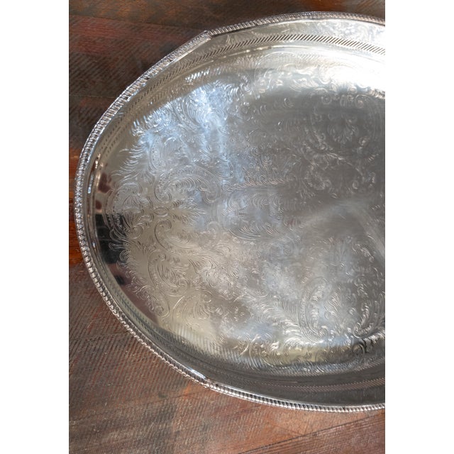 20th Century English Sheffield Silverplate Drinks Bar Tray With Gallery For Sale - Image 9 of 13