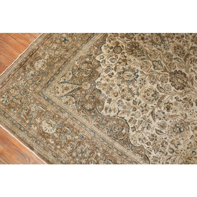 Persian Antique Neutral Persian Kashan Rug - 7'5" x 10'3" For Sale - Image 3 of 10