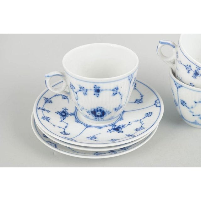 Blue Fluted Plain Coffee Cups and Saucers from Royal Copenhagen, Early 20th Century, Set of 6 For Sale - Image 3 of 7