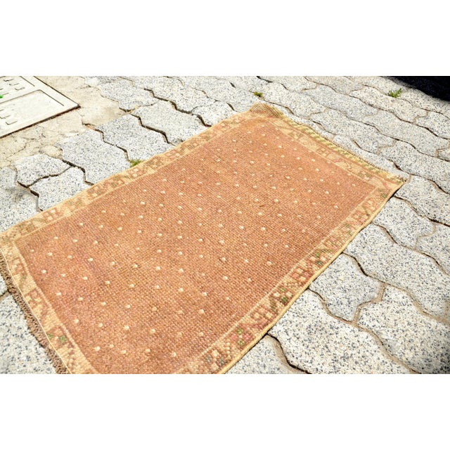 Textile 1960s Vintage Polka Dot Pattern Brown Rug For Sale - Image 7 of 7