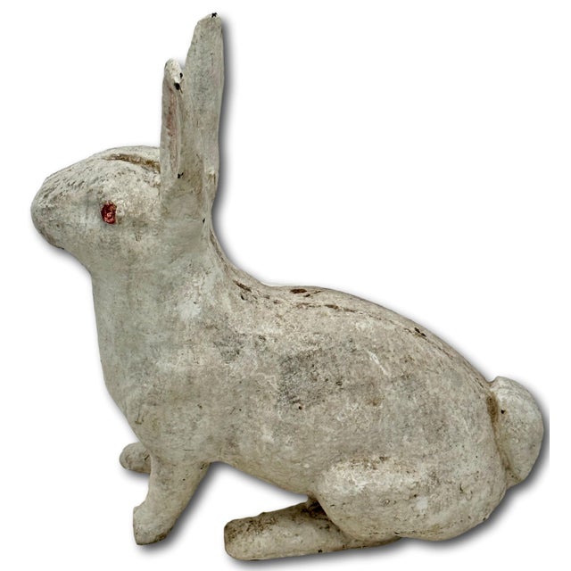 Metal Very Large & Heavy Antique American Rustically Aged Cast Iron Rabbit Garden Ornament or Doorstop - Circa 1920s For Sale - Image 7 of 18
