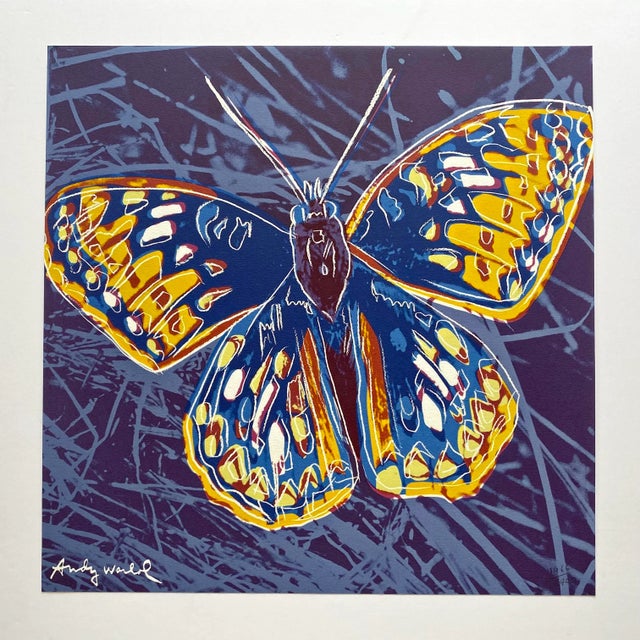 Mid-Century Modern Andy Warhol Vintage 1986 Limited Edition Endangered Species Large Fine Art Lithograph Print " San Francisco Silverspot Butterfly " 1983 For Sale - Image 3 of 12