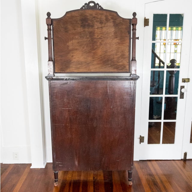 1800s Antique Tallboy Dark Wood Dresser With Beveled Mirror Chairish